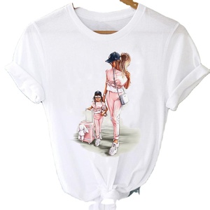 <b>Short</b> <b>Sleeve</b> Casual Basis <b>Ladies</b> T-<b>shirt</b> Love Graphic Printing Family Breathable Women's Print Tee Tops <b>White</b> Children T Shir - Product Image 1