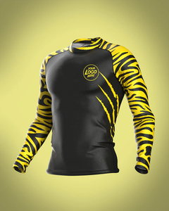 Camiseta de Manga Larga Personalizada para Hombre, Diseño de Tigre Negro y Amarillo, Transpirable, Ecológica, de Secado Rápido, para MMA, con Logotipo Impreso en la Parte Delantera - Product Image 1