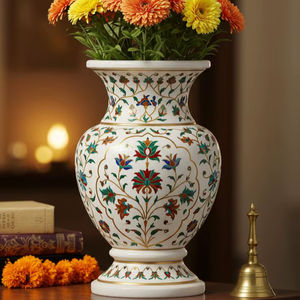 Urne de jardin en marbre blanc sculpté à la main, écologique, durable, de style vintage, pour la ferme, le jardin, pot à fleurs classique pour l'extérieur - Product Image 1