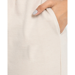 Women's Beige Harem Pants Mid <b>Waist</b> Drawstring Loose Fit Ankle-Length Solid Color Casual Spring Wear Knitted Cotton - Product Image 5