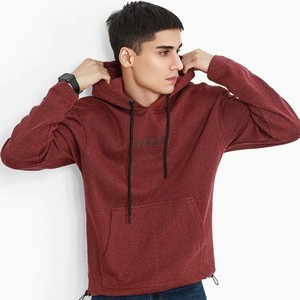 Sudadera con Capucha Color Granate para Hombre, 100% Algodón, Corte Regular, Color Sólido Informal, con Bolsillo, Tejido de Punto, para Otoño - Product Image 3
