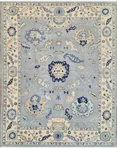 Tapis Oriental en Laine Noué à la Main, Motif Médaillon Multicolore Bleu, Rectangulaire, pour Salon, Décoration Intérieure, Poil Moyen, Non Tissé - Product Image 1