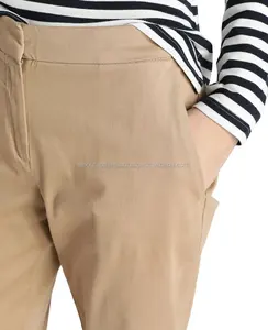 Pantalones largos de sarga de algodón para hombre y mujer, pantalón de seda con botones personalizados, venta al por mayor