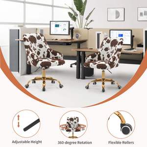 Moderna sedia da ufficio in velluto verde acqua con girevole marrone e attività regolabile con Design leopardato - Product Image 4