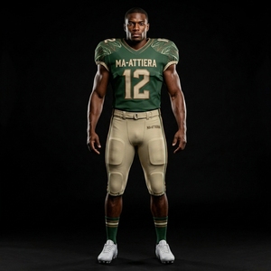 Custom American Football Jersey Set Green Gold Uniform <b>Padded</b> Football <b>Pants</b> Teamwear Number 12 Sportswear OEM ODM Wholesale - Product Image 3