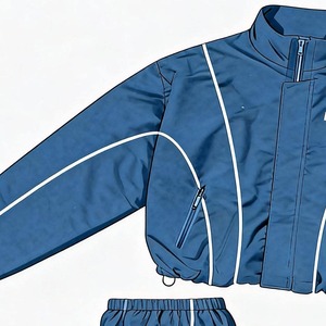Ensemble de survêtement bleu unisexe Nobilis, veste à fermeture éclair à manches longues avec poches latérales, design sportif, coupe régulière, vêtements d'automne - Product Image 4