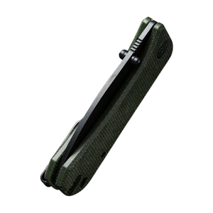 Navaja Plegable Verde Oliva y Negra con Mango Texturizado, Hoja Negra Mate, Clip de Bolsillo, Diseño Manual Compacto - Product Image 3