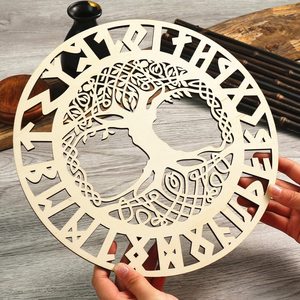 Sacred Geometry Wooden Wall Hanging Yggdrasil Celtic Tree of Life Viking Rune Circle Art Meditation Yoga Studio <b>Decor</b> Wholesale - Product Image 1