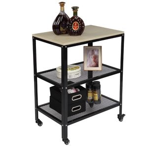 Carrello da Cucina a 3 Ripiani con Ruote, Struttura in Metallo, Scaffale per Pentole e Alimenti, Versatile per Cucina e Soggiorno - Product Image 1