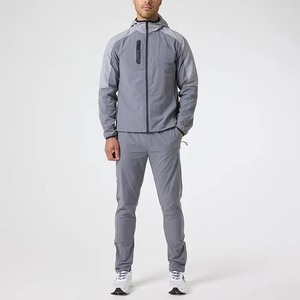 Men's Autumn Printed Windproof Windbreaker Tracksuit 2-Piece Customizable Set Quick Dry Microfiber Fabric <b>Zip</b>-<b>Up</b> Hoodie Jogger - Product Image 1