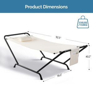 "550LBS Heavy Duty Freestanding <b>Hammock</b> with Stand Soft Pillow & Storage Bag Beige" - Product Image 6