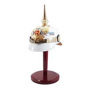 Casque Pickelhaube allemand médiéval en cuir blanc fait à la main, durable, en métal agate, réplique LARP portable de style prussien bavarois - Product Image 1