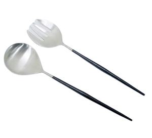 Mesa decorativa de estilo occidental, juego de servidor de ensalada de comida caliente de acero inoxidable, cubiertos de cocina de acero inoxidable con acabado plateado - Product Image 1