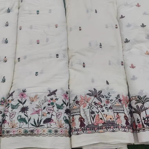 Mall Chanderi Embroidery Organic Cotton Silk Fabric Elegant Soft Breathable Medium Weight Wedding Wear Sarees Lehengas - Product Image 1