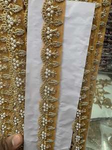 Tissu en dentelle brodé soluble dans l'eau, écologique, en polyester à motif arc-en-ciel métallique fantaisie avec perles de paillettes, 9 mètres, qualité supérieure pour chaussures - Product Image 5