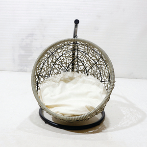 Eco-friendly Woven Rattan Pet <b>Bed</b> Hanging Round Wicker Cat House with Stand for Indoor Use - Product Image 1