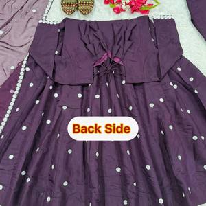 Conjunto de Traje Anarkali Morado con Dupatta Bordada, Estilo Bollywood, Vestido Largo de Algodón y Seda para Mujer, Ropa Étnica India, Venta al Por Mayor - Product Image 6
