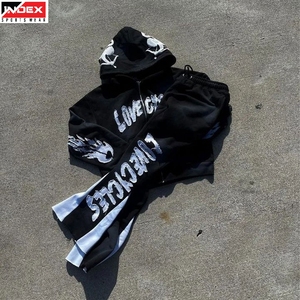 Sweat à capuche personnalisé avec logo USA, broderie effet vieilli, streetwear haut de gamme, design unique, vêtement décontracté - Product Image 1