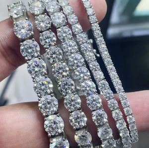 Pulsera de tenis de plata de ley con moissanita, chapada en oro, con dijes en forma de amantes, delicada, certificada, joyería de aniversario, para San Valentín, para él - Product Image 4