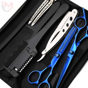 Professional Hair Styling Tools <b>Set</b> with Blue Scissors Comb Clipper Stainless Steel <b>Barber</b> Kit for Salon Home Use - Product Image 4