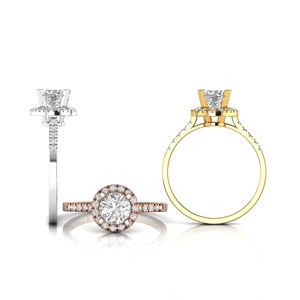 Star Dust Gorgeous 1.25CT Lab Diamond Solitaire Halo Bague de mariage 14kt Rose Gold Trendy Cadeau de fiançailles pour les femmes Anniversaire - Product Image 5