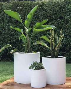 Pot de fleurs en fibre de verre Hieta Garden FI-66304, design moderne, taille 2 m, léger, pour extérieur, avec trou de drainage, fabriqué à la main - Product Image 5