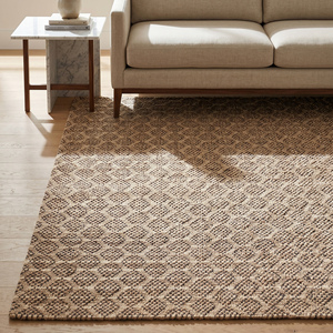 Elegant Modern Handwoven <b>Jute</b> Beige Brown <b>Rug</b> with Repeating Diamond Pattern Textured Living Room Bedroom Dining Room - Product Image 4