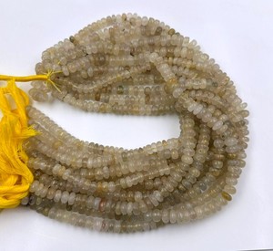 Perles rondes lisses en rutile doré naturel, prix de gros, pierres précieuses, taille 8 mm, longueur 13 pouces, pour la création de bijoux - Product Image 1