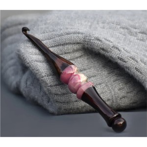 Custom Luxury Wood Resin <b>Crochet</b> <b>Hook</b> Ergonomic Knitting Needle Handle Smooth Weaving Craft Supplies Wholesale Knitting Kneedle - Product Image 5