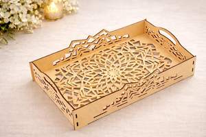 Bandeja de Servir de Madera Moderna con Corte Láser, Archivos Decorativos para Corte Láser de Madera Personalizado - Product Image 2