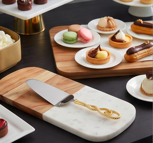 Serveur de gâteau en argent avec poignée de style anneau en or outil de coupe de gâteau élégant pour la cuisson quotidienne Dessert servant un usage domestique et des cadeaux - Product Image 4