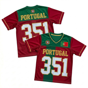 Portugal <b>Soccer</b> Jersey Red Green Mesh Fabric Number 351 Back Print Sport Shirt - Product Image 4