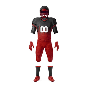 Ensemble d'uniformes de football américain unisexe en gros, 100 % polyester, maillot sublimé à col ras du cou, pantalon ajusté, tenue d'équipe sportive - Product Image 2