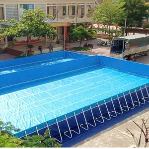 Piscina Portátil Sobre el Suelo, Material de PE, Diseño Rectangular Azul Resistente, Fácil de Instalar, Uso en Exteriores - Product Image 1