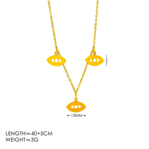 Collar Ojo de Diablo para Mujer, Estilo Casual, Acero Inoxidable 304 con Baño de Oro de 18K de 0.03µm, con Cadena de Cable - Product Image 4