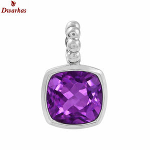 Elegante colgante clásico de plata de ley 925 con piedra preciosa de amatista natural, fabricante mayorista, stock disponible. - Product Image 1