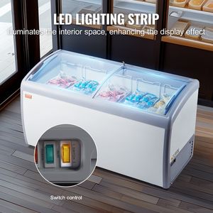Vetrina Espositiva Commerciale per Gelato da 16,3 Cu.ft con Coperchio in Vetro Mobile e Congelatore Profondo per Uso Ristorazione - Product Image 5