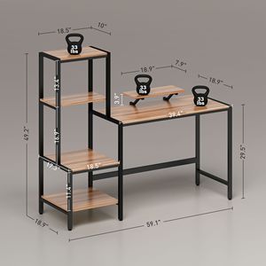 Scrivania Industriale Reversibile a 4 Livelli da 150 cm con Supporto Monitor Regolabile, Scrivania per Computer Marrone per Studio - Product Image 3
