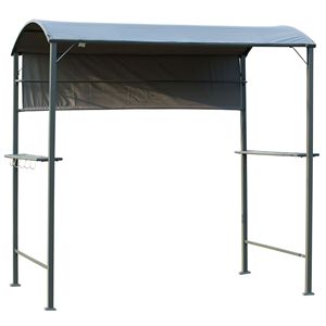 Gazebo Parasole da 2,1 m con Tenda Laterale, 2 Ripiani Portavivande, 5 Ganci, Copertura per Barbecue da Giardino, Patio, Villa e Parco - Product Image 1