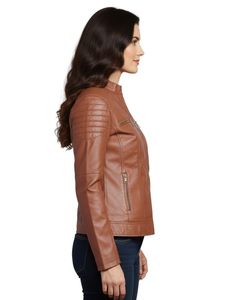Wholesale Women's Genuine <b>Leather</b> Jacket in Brown Color <b>Leather</b> Long Length Breathable <b>Leather</b> Jackets - Product Image 3