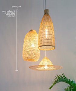 Handwoven Bamboo Basket Chandelier Rustic Farmhouse Pendant Light Natural Woven <b>Ceiling</b> Lamp Eco Friendly Supplier - Product Image 1