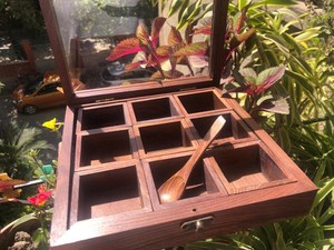 Handmade Style Wooden Spice <b>Box</b> – Indian Handcrafted Masala Dabba, Rustic Kitchen Organizer, Glass Lid - Product Image 2