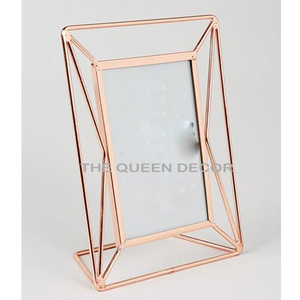 Rose <b>Gold</b> Finished Aluminum Metal Rectangle Photo <b>Frame</b> With Glass Customizable Size Home Decor & Desktop Tableware Use - Product Image 1