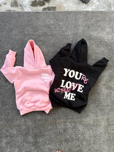 Sudaderas con Capucha Unisex, Estampado Puff 'You're Lost Without Me', Rosa y Negro, Casuales, de Forro Polar, Talla Grande, para Otoño - Product Image 3