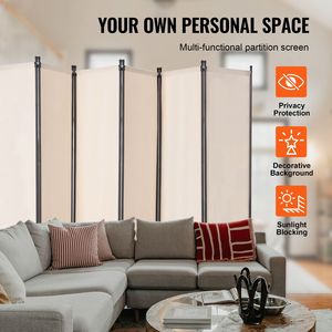 Paravento Pieghevole a 6 Pannelli dal Design Semplice, Divisorio Portatile Autoportante per Privacy e Separazione degli Spazi - Product Image 2
