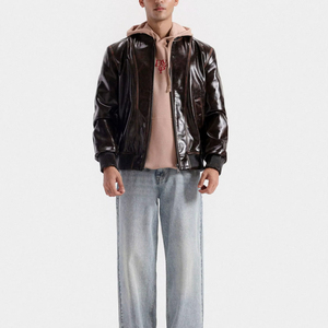 Chaqueta de Motociclista de Cuero Genuino para Mujer, Chaqueta de Cuero Estilo Bomber Vintage para Mujer, Chaqueta de Cuero de Piel de Oveja para Mujer, Venta al Por Mayor - Product Image 1