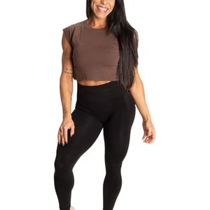 Haut court côtelé pour femme, col en U, coupe ajustée, manches courtes, pour la gym, l'entraînement, le fitness, t-shirt décontracté, vêtements de sport, haute qualité, vente en gros - Product Image 2
