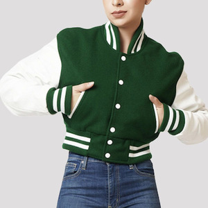 Chaqueta Varsity Corta Personalizada para Mujer, Chaqueta de Béisbol con Bordado Chenille y Letras, Logotipo Personalizado - Product Image 1