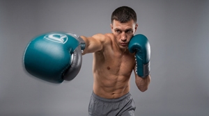 Dumela Genuine Leather Boxing Gloves Teal with <b>White</b> <b>Laces</b> and Logo Patch - Product Image 3