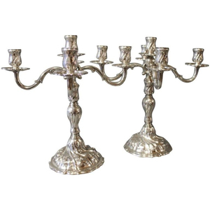 Pair Of Elegant 3-Arm <b>Silver</b> Aluminium Candelabra Candle Holders Classic Metal <b>Candlestick</b> Centerpiece For Wedding Dining Table - Product Image 3